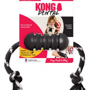 Kong extreme dental met touw zwart / wit 12x5x5 cm