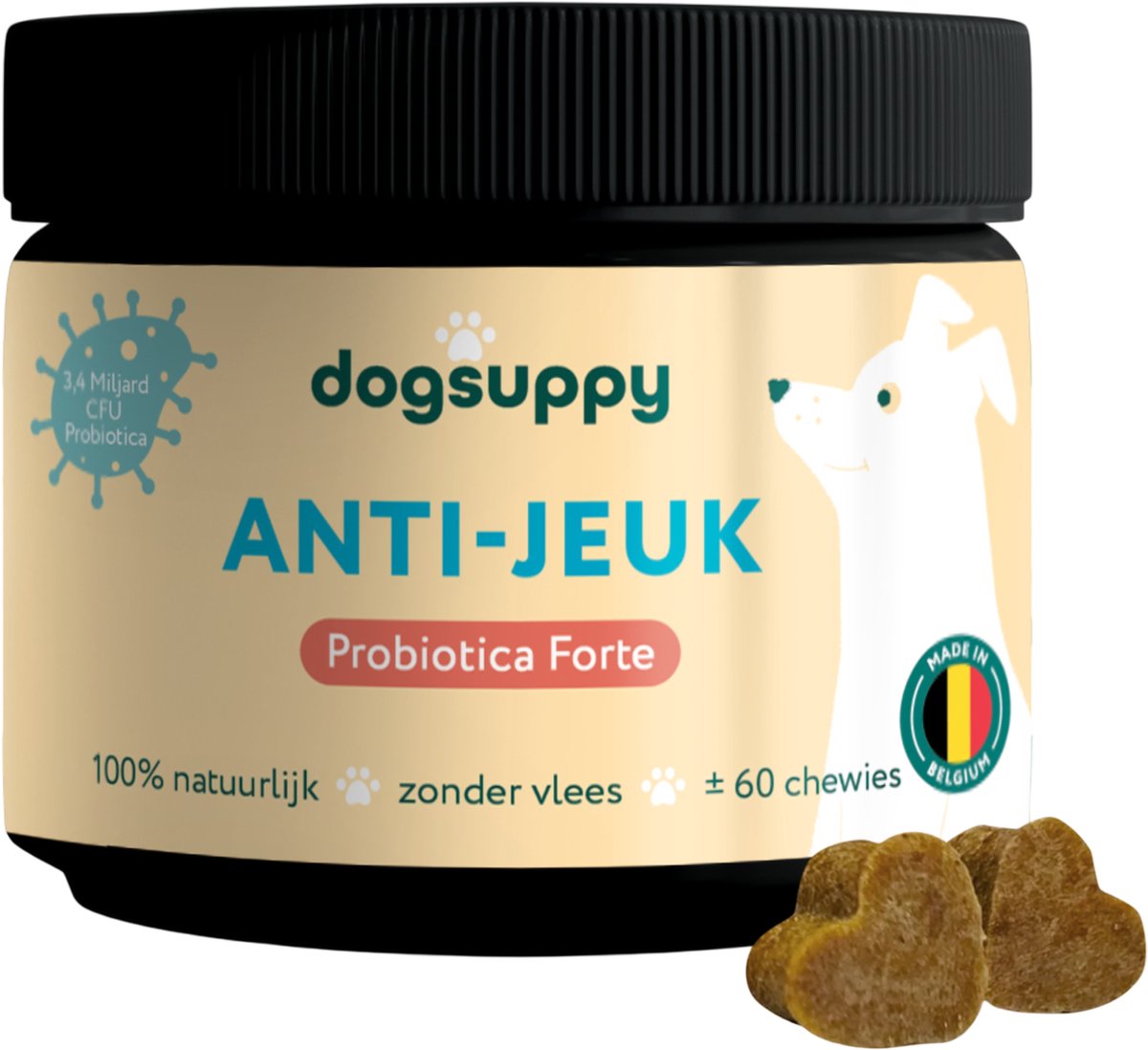 Dog Suppy Anti-Jeuk Probiotica Forte – 60 Snoepjes met Insecteneiwit